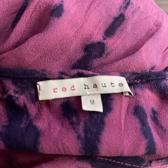 Tie-Dye Purple and Pink Silk L/S Blouse. Drape Front Bohemian Feel - Picture 7 of 8